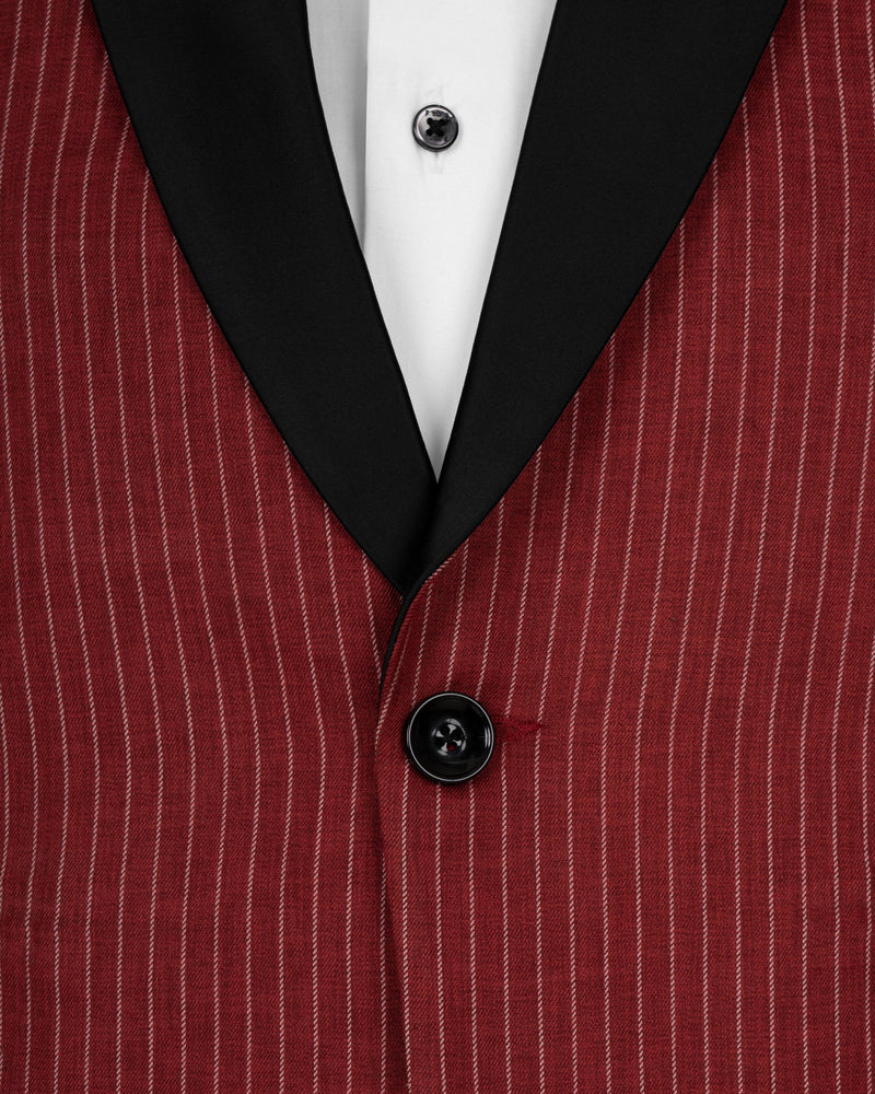 Persian Plum Red Striped Wool Rich Tuxedo Blazer BL1512-BKL-36, BL1512-BKL-38, BL1512-BKL-40, BL1512-BKL-42, BL1512-BKL-44, BL1512-BKL-46, BL1512-BKL-48, BL1512-BKL-50, BL1512-BKL-52, BL1512-BKL-54, BL1512-BKL-56, BL1512-BKL-58, BL1512-BKL-60