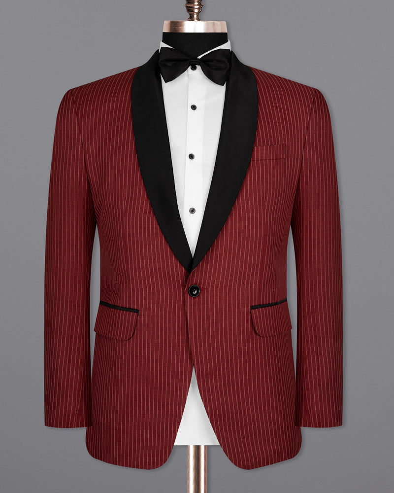 Persian Plum Red Striped Wool Rich Tuxedo Blazer BL1512-BKL-36, BL1512-BKL-38, BL1512-BKL-40, BL1512-BKL-42, BL1512-BKL-44, BL1512-BKL-46, BL1512-BKL-48, BL1512-BKL-50, BL1512-BKL-52, BL1512-BKL-54, BL1512-BKL-56, BL1512-BKL-58, BL1512-BKL-60