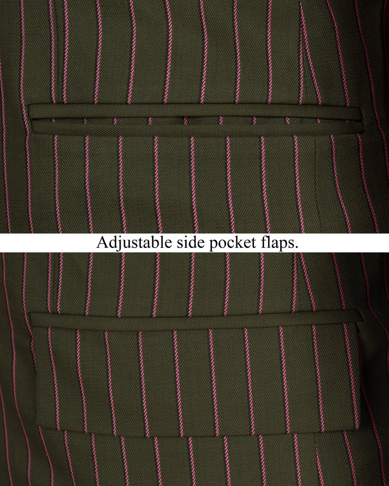 Kelp Green Woolrich Striped Cross buttoned Bandhgala Blazer BL1516-CBG2-36, BL1516-CBG2-38, BL1516-CBG2-40, BL1516-CBG2-42, BL1516-CBG2-44, BL1516-CBG2-46, BL1516-CBG2-48, BL1516-CBG2-50, BL1516-CBG2-52, BL1516-CBG2-54, BL1516-CBG2-56, BL1516-CBG2-58, BL1516-CBG2-60