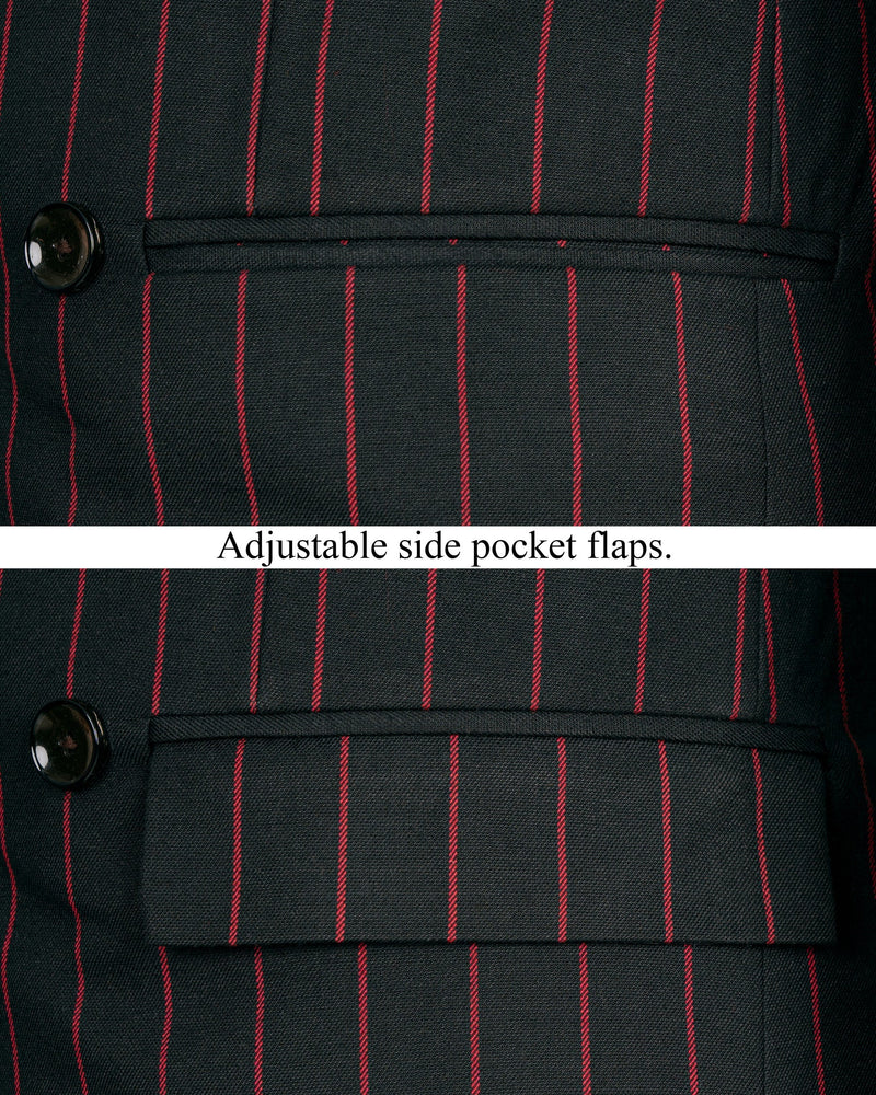 Jade Black with Red Striped Woolrich Double Breasted Blazer BL1520-DB-36, BL1520-DB-38, BL1520-DB-40, BL1520-DB-42, BL1520-DB-44, BL1520-DB-46, BL1520-DB-48, BL1520-DB-50, BL1520-DB-52, BL1520-DB-54, BL1520-DB-56, BL1520-DB-58, BL1520-DB-60