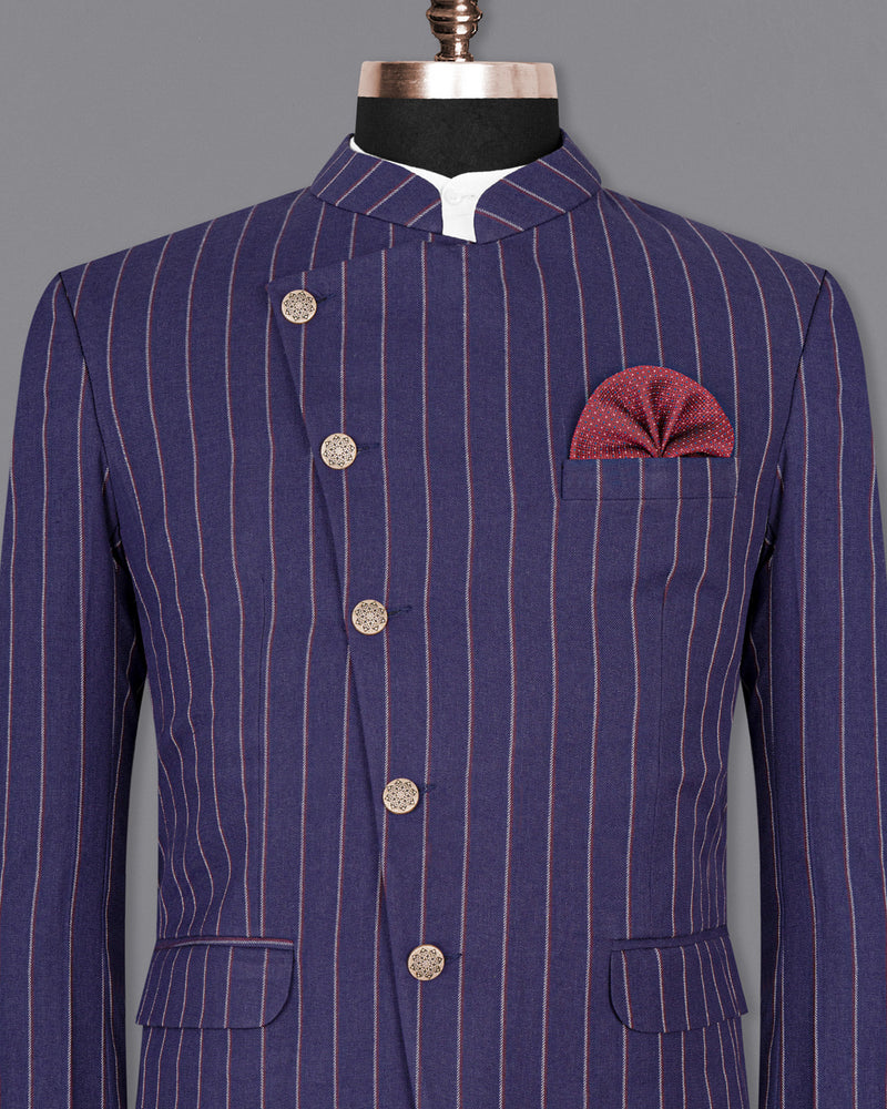 Cherry Pie Striped Cross Buttoned Bandhgala Blazer