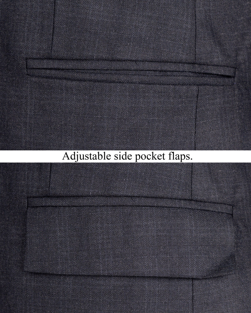 Gravel Grey Subtle Plaid Cross Buttoned Bandhgala Wool Rich Blazer BL1567-CBG2-36, BL1567-CBG2-38, BL1567-CBG2-40, BL1567-CBG2-42, BL1567-CBG2-44, BL1567-CBG2-46, BL1567-CBG2-48, BL1567-CBG2-50, BL1567-CBG2-52, BL1567-CBG2-54, BL1567-CBG2-56, BL1567-CBG2-58, BL1567-CBG2-60