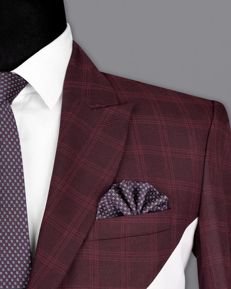 Half wine Checkered Wool Rich and Half White Premium Cotton Blazer BL1586-SBP-D26-36, BL1586-SBP-D26-38, BL1586-SBP-D26-40, BL1586-SBP-D26-42, BL1586-SBP-D26-44, BL1586-SBP-D26-46, BL1586-SBP-D26-48, BL1586-SBP-D26-50, BL1586-SBP-D26-52, BL1586-SBP-D26-54, BL1586-SBP-D26-56, BL1586-SBP-D26-58, BL1586-SBP-D26-60