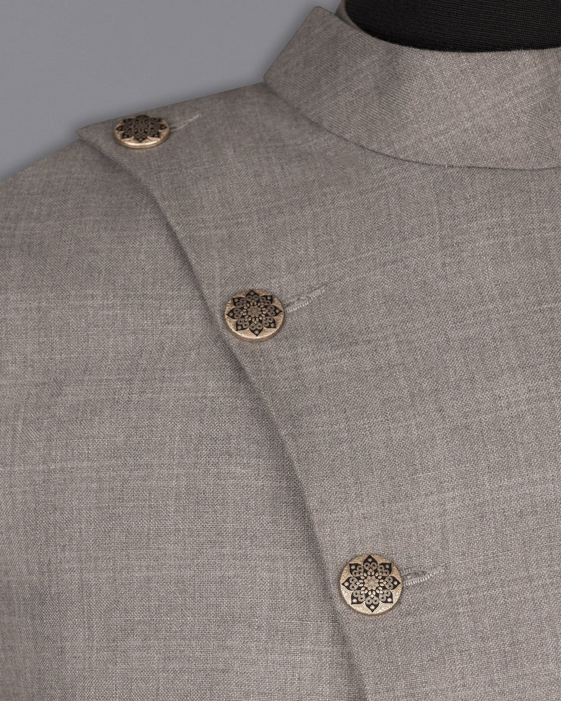 Venus Gray Subtle Plaid Cross Buttoned Wool Rich Bandhgala Blazer BL1595-CBG2-36, BL1595-CBG2-38, BL1595-CBG2-40, BL1595-CBG2-42, BL1595-CBG2-44, BL1595-CBG2-46, BL1595-CBG2-48, BL1595-CBG2-50, BL1595-CBG2-52, BL1595-CBG2-54, BL1595-CBG2-56, BL1595-CBG2-58, BL1595-CBG2-60