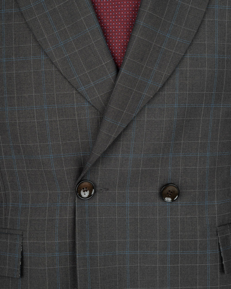 Cape Cod Gray Super fine Checkered Double Breasted Wool Rich Blazer BL1603-DB-2B-36, BL1603-DB-2B-38, BL1603-DB-2B-40, BL1603-DB-2B-42, BL1603-DB-2B-44, BL1603-DB-2B-46, BL1603-DB-2B-48, BL1603-DB-2B-50, BL1603-DB-2B-52, BL1603-DB-2B-54, BL1603-DB-2B-56, BL1603-DB-2B-58, BL1603-DB-2B-60