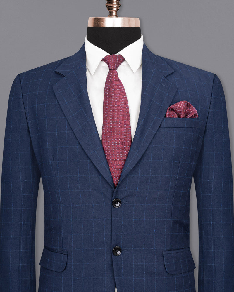 Big Stone Blue Super fine Subtle Checkered Wool Rich Blazer BL1606-SB-36, BL1606-SB-38, BL1606-SB-40, BL1606-SB-42, BL1606-SB-44, BL1606-SB-46, BL1606-SB-48, BL1606-SB-50, BL1606-SB-52, BL1606-SB-54, BL1606-SB-56, BL1606-SB-58, BL1606-SB-60