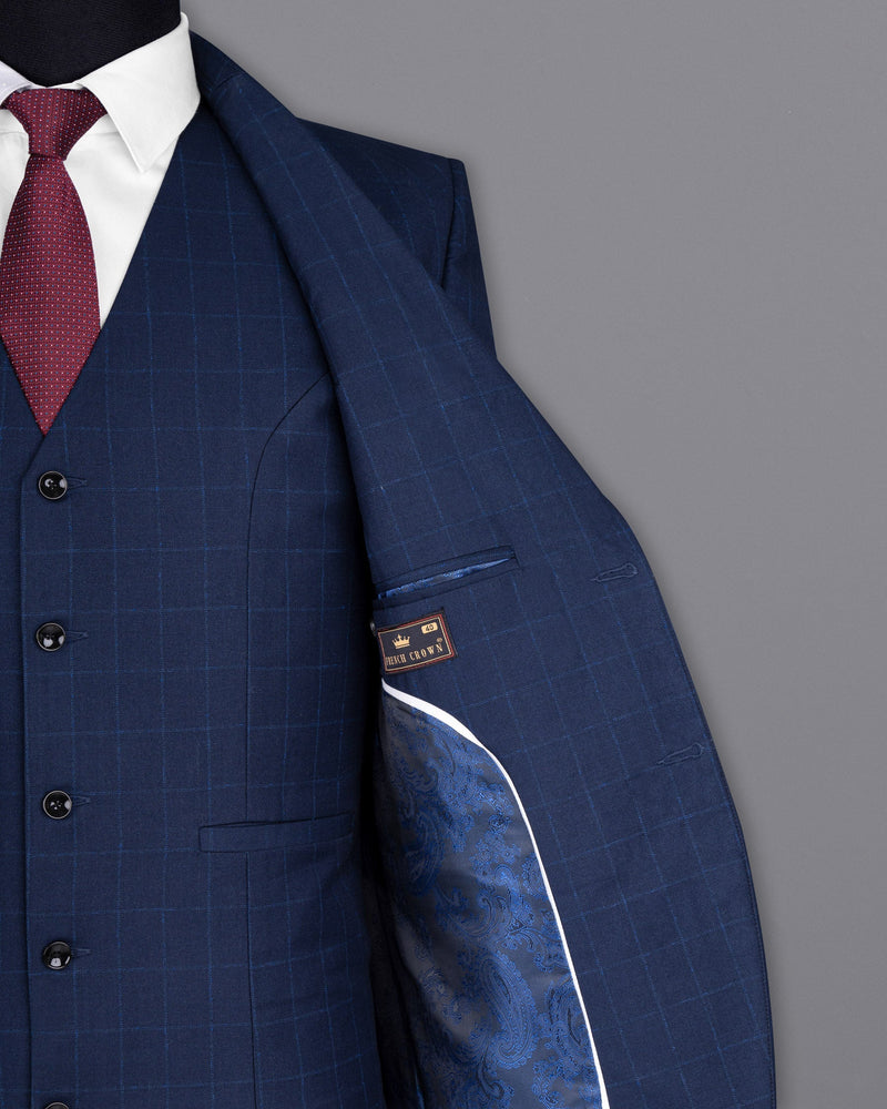 Big Stone Blue Super fine Subtle Checkered Wool Rich Blazer BL1606-SB-36, BL1606-SB-38, BL1606-SB-40, BL1606-SB-42, BL1606-SB-44, BL1606-SB-46, BL1606-SB-48, BL1606-SB-50, BL1606-SB-52, BL1606-SB-54, BL1606-SB-56, BL1606-SB-58, BL1606-SB-60