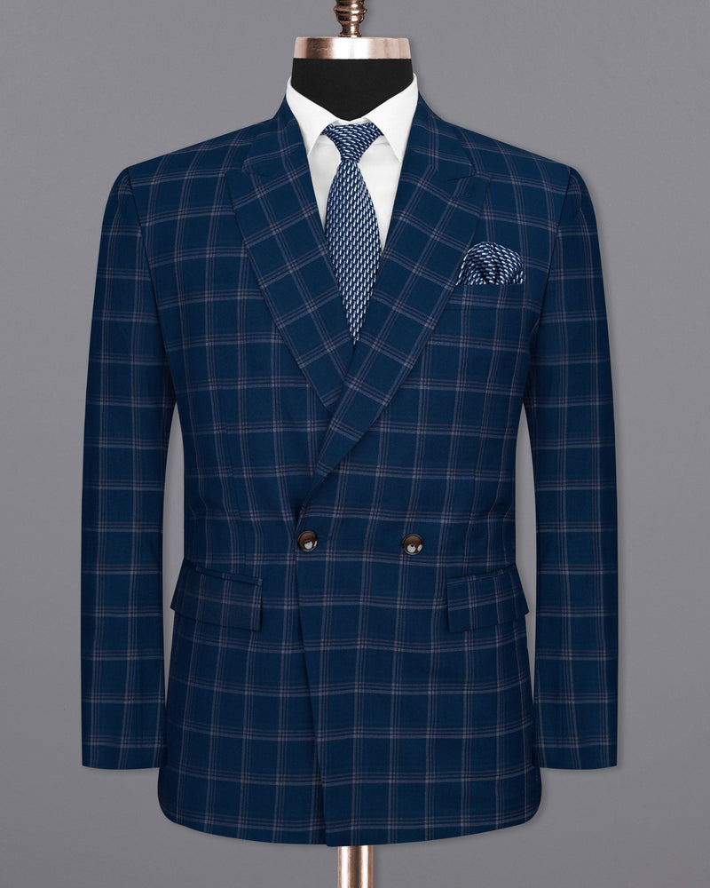 Cloud Burst Blue Super fine Windowpane Double Breasted Wool Rich Blazer BL1610-DB-2B-36, BL1610-DB-2B-38, BL1610-DB-2B-40, BL1610-DB-2B-42, BL1610-DB-2B-44, BL1610-DB-2B-46, BL1610-DB-2B-48, BL1610-DB-2B-50, BL1610-DB-2B-52, BL1610-DB-2B-54, BL1610-DB-2B-56, BL1610-DB-2B-58, BL1610-DB-2B-60