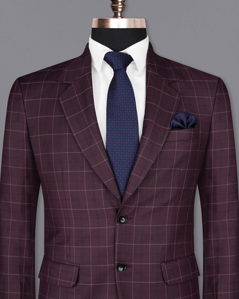 Livid Burgundy Super fine Windowpane Wool Rich Blazer BL1611-SB-36, BL1611-SB-38, BL1611-SB-40, BL1611-SB-42, BL1611-SB-44, BL1611-SB-46, BL1611-SB-48, BL1611-SB-50, BL1611-SB-52, BL1611-SB-54, BL1611-SB-56, BL1611-SB-58, BL1611-SB-60