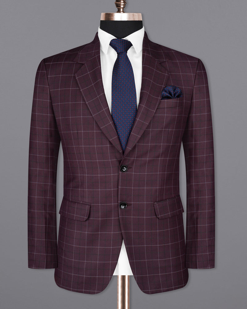 Livid Burgundy Super fine Windowpane Wool Rich Blazer BL1611-SB-36, BL1611-SB-38, BL1611-SB-40, BL1611-SB-42, BL1611-SB-44, BL1611-SB-46, BL1611-SB-48, BL1611-SB-50, BL1611-SB-52, BL1611-SB-54, BL1611-SB-56, BL1611-SB-58, BL1611-SB-60