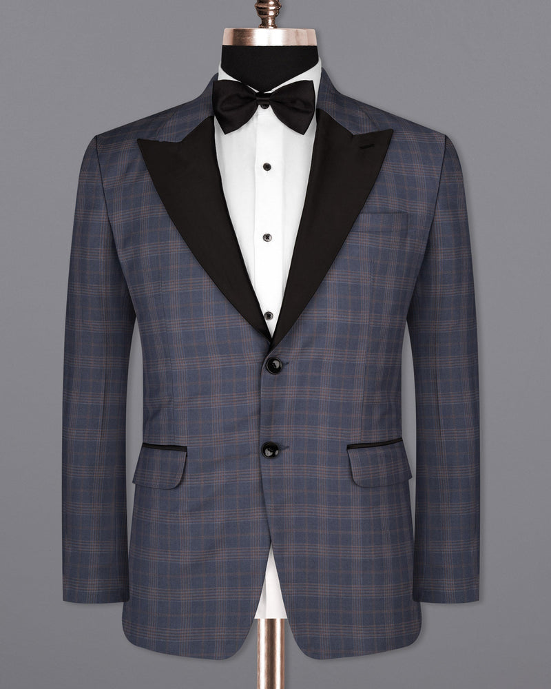 Trout Gray Super fine Checkered Wool Rich Tuxedo Blazer BL1613-BKL-P-36, BL1613-BKL-P-38, BL1613-BKL-P-40, BL1613-BKL-P-42, BL1613-BKL-P-44, BL1613-BKL-P-46, BL1613-BKL-P-48, BL1613-BKL-P-50, BL1613-BKL-P-52, BL1613-BKL-P-54, BL1613-BKL-P-56, BL1613-BKL-P-58, BL1613-BKL-P-60