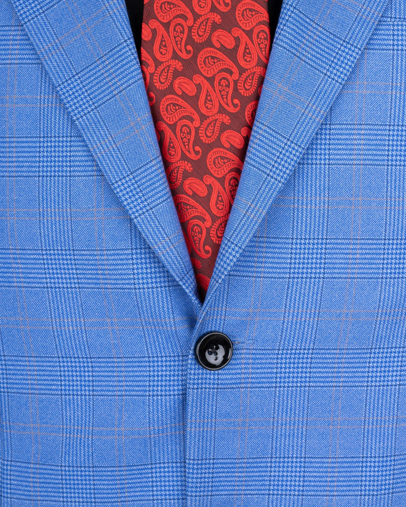 Cornflower Blue Super fine Plaid Woolrich Blazer BL1635-SB-36, BL1635-SB-38, BL1635-SB-40, BL1635-SB-42, BL1635-SB-44, BL1635-SB-46, BL1635-SB-48, BL1635-SB-50, BL1635-SB-52, BL1635-SB-54, BL1635-SB-56, BL1635-SB-58, BL1635-SB-60