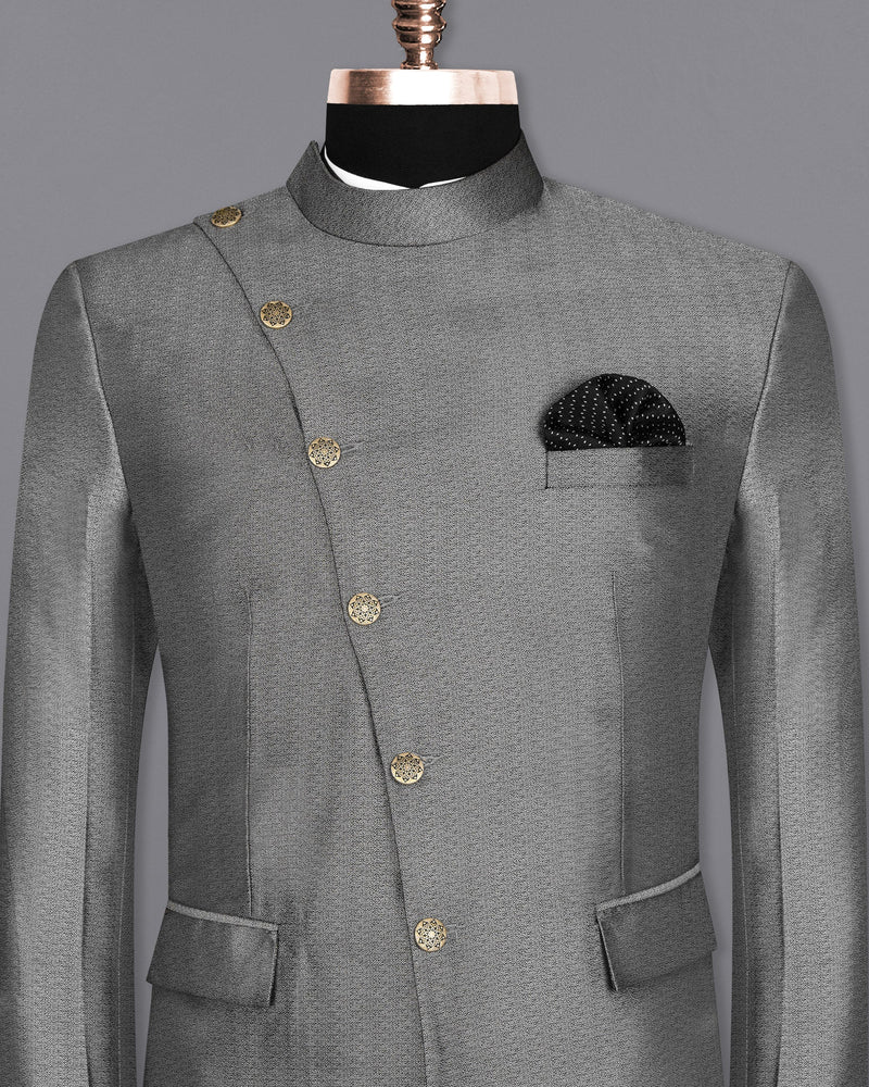 Friar Gray Cross Buttoned Bandhgala Designer Blazer BL1662-CBG2-36, BL1662-CBG2-38, BL1662-CBG2-40, BL1662-CBG2-42, BL1662-CBG2-44, BL1662-CBG2-46, BL1662-CBG2-48, BL1662-CBG2-50, BL1662-CBG2-52, BL1662-CBG2-54, BL1662-CBG2-56, BL1662-CBG2-58, BL1662-CBG2-60