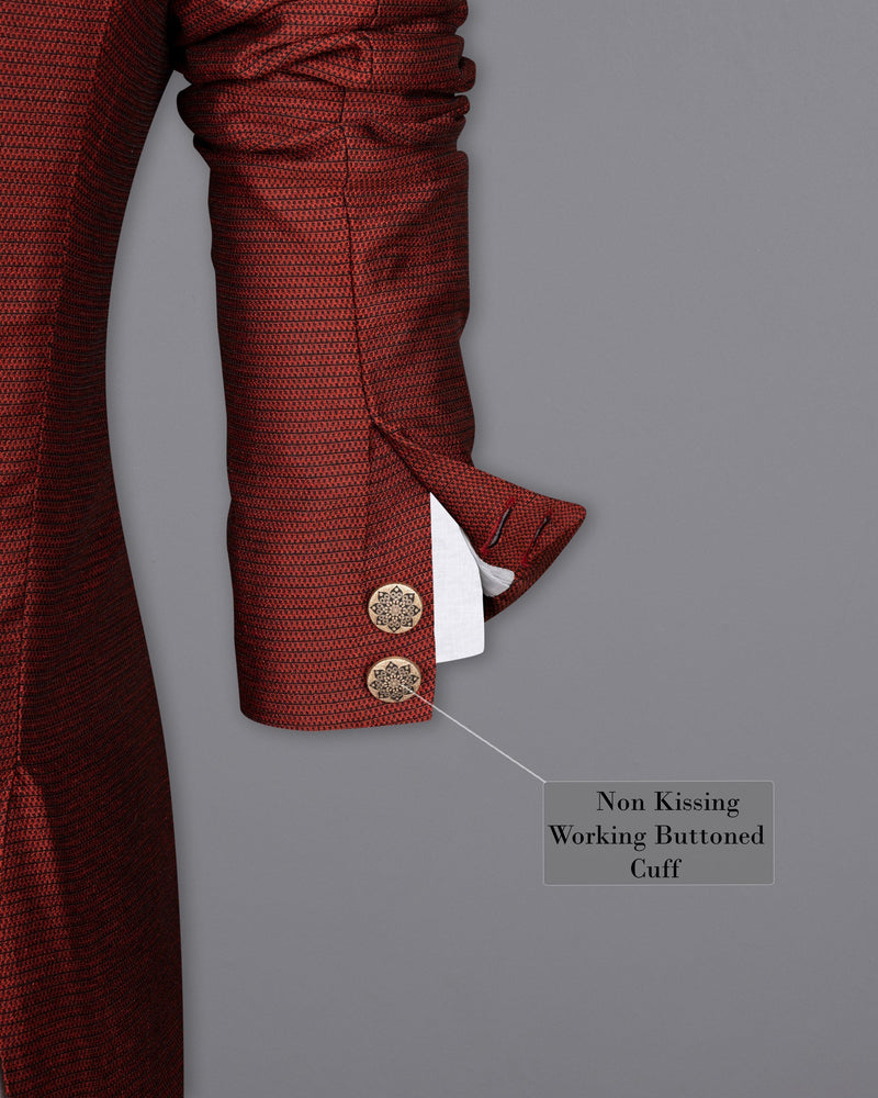 Moccaccino Red Cross Buttoned Bandhgala Designer Blazer