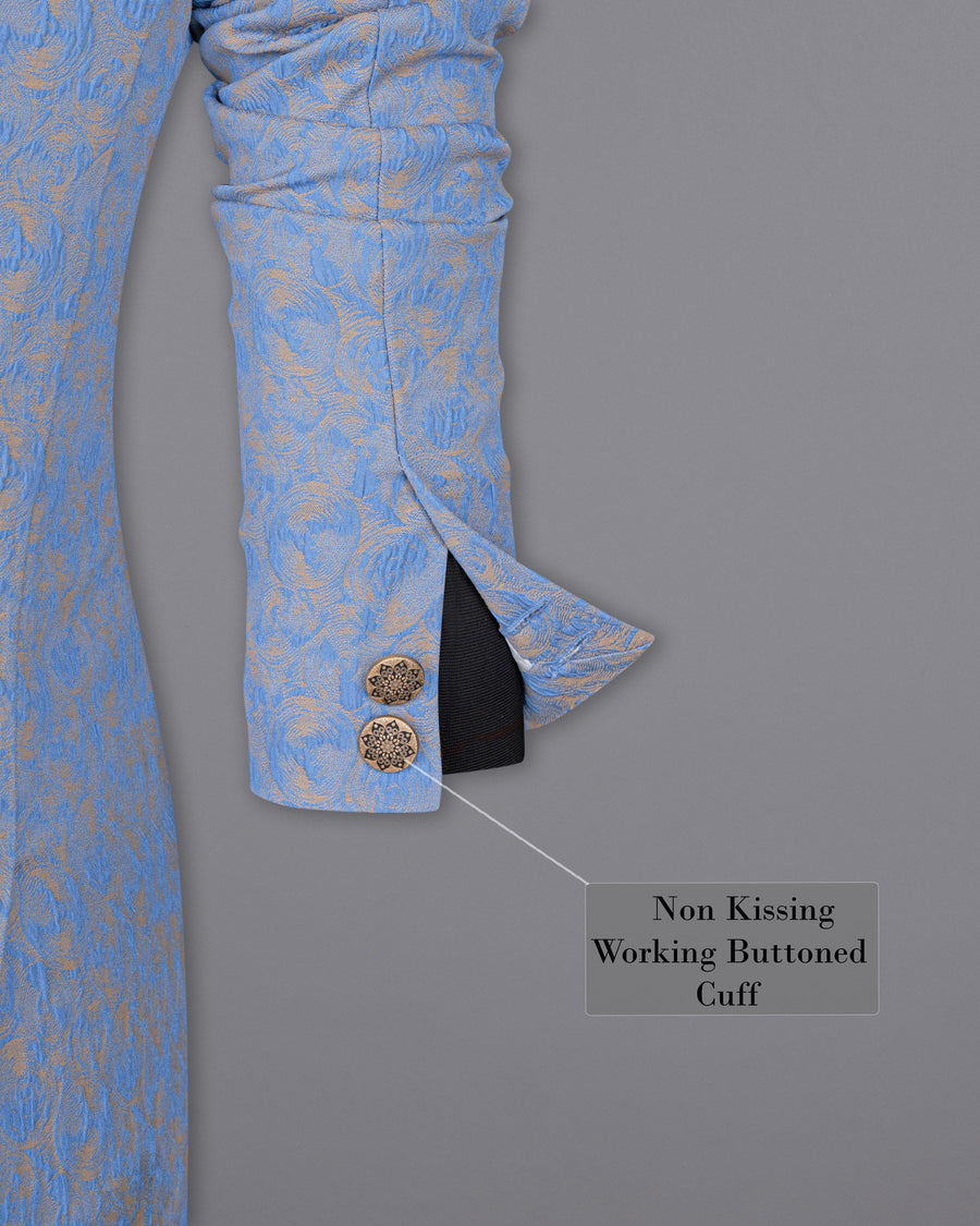 Glaucous Blue and Dust Storm Beige Cross Buttoned Bandhgala Designer Blazer BL1668-CBG2-36, BL1668-CBG2-38, BL1668-CBG2-40, BL1668-CBG2-42, BL1668-CBG2-44, BL1668-CBG2-46, BL1668-CBG2-48, BL1668-CBG2-50, BL1668-CBG2-52, BL1668-CBG2-54, BL1668-CBG2-56, BL1668-CBG2-58, BL1668-CBG2-60