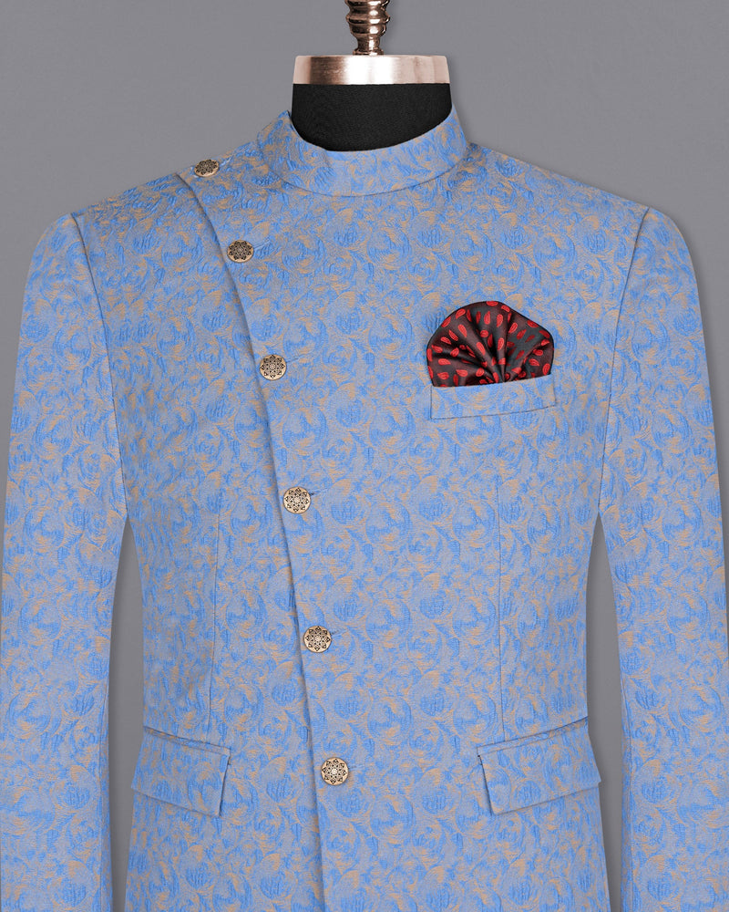 Glaucous Blue and Dust Storm Beige Cross Buttoned Bandhgala Designer Blazer BL1668-CBG2-36, BL1668-CBG2-38, BL1668-CBG2-40, BL1668-CBG2-42, BL1668-CBG2-44, BL1668-CBG2-46, BL1668-CBG2-48, BL1668-CBG2-50, BL1668-CBG2-52, BL1668-CBG2-54, BL1668-CBG2-56, BL1668-CBG2-58, BL1668-CBG2-60