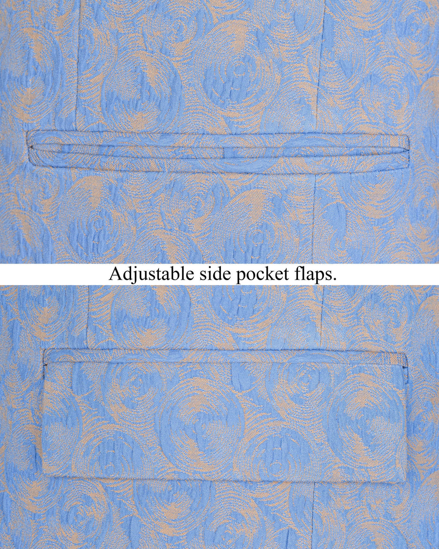 Glaucous Blue and Dust Storm Beige Cross Buttoned Bandhgala Designer Blazer BL1668-CBG2-36, BL1668-CBG2-38, BL1668-CBG2-40, BL1668-CBG2-42, BL1668-CBG2-44, BL1668-CBG2-46, BL1668-CBG2-48, BL1668-CBG2-50, BL1668-CBG2-52, BL1668-CBG2-54, BL1668-CBG2-56, BL1668-CBG2-58, BL1668-CBG2-60