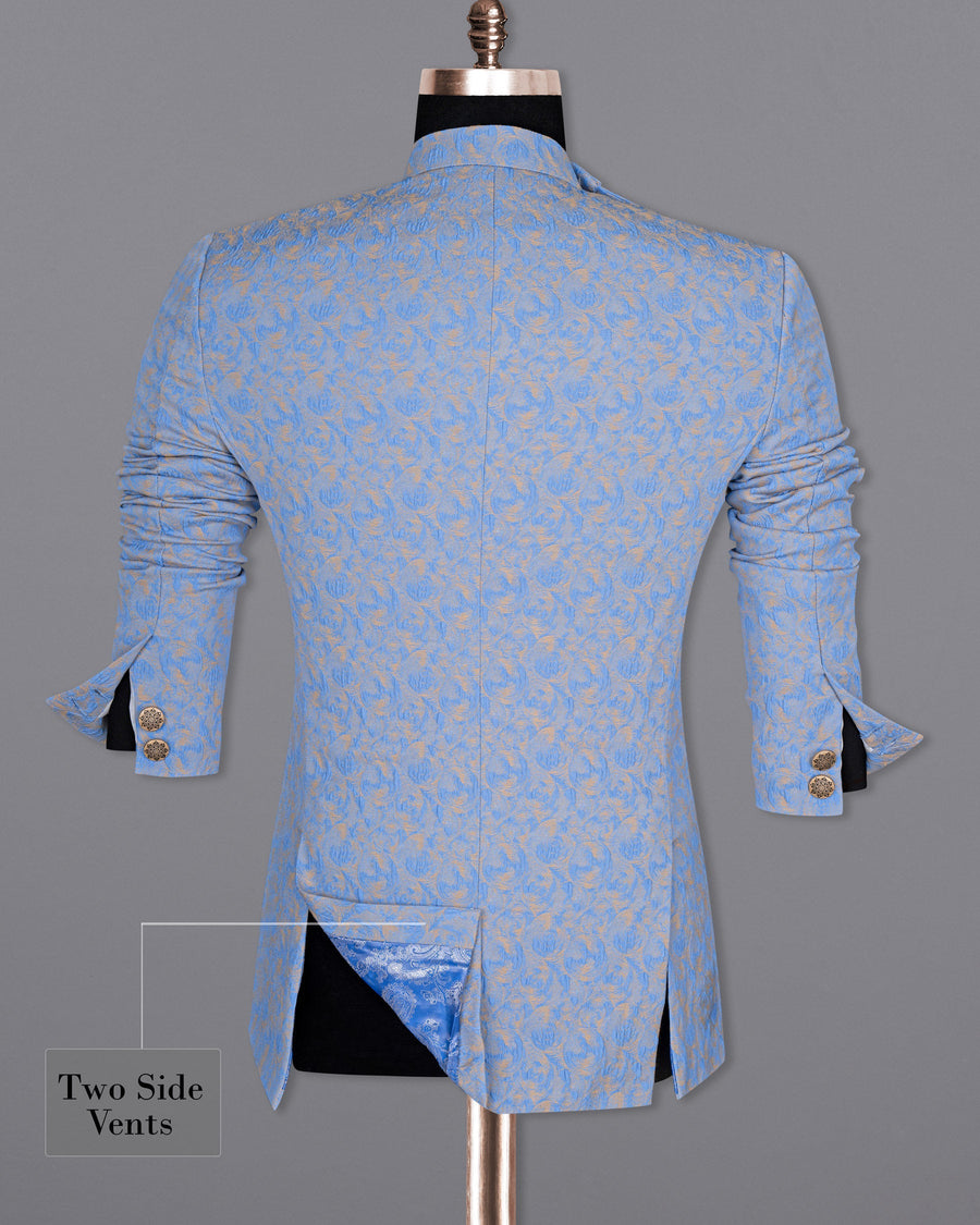 Glaucous Blue and Dust Storm Beige Cross Buttoned Bandhgala Designer Blazer BL1668-CBG2-36, BL1668-CBG2-38, BL1668-CBG2-40, BL1668-CBG2-42, BL1668-CBG2-44, BL1668-CBG2-46, BL1668-CBG2-48, BL1668-CBG2-50, BL1668-CBG2-52, BL1668-CBG2-54, BL1668-CBG2-56, BL1668-CBG2-58, BL1668-CBG2-60