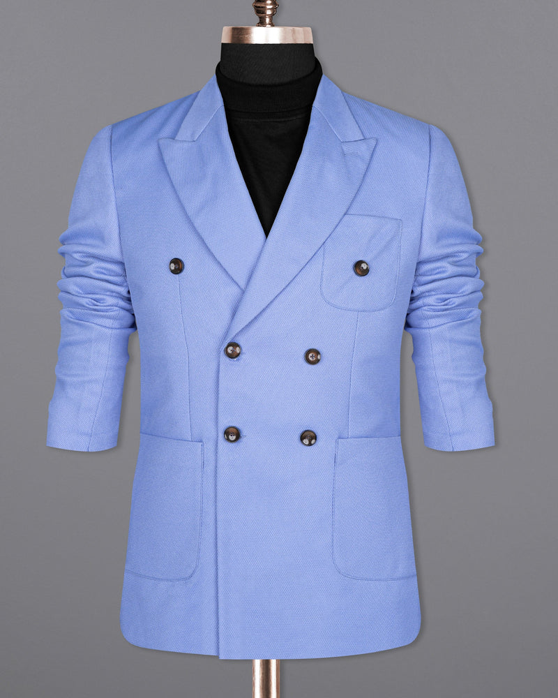 Jordy Blue Micro Textured Double Breasted Designer Sports Blazer BL1672-DB-PP-36, BL1672-DB-PP-38, BL1672-DB-PP-40, BL1672-DB-PP-42, BL1672-DB-PP-44, BL1672-DB-PP-46, BL1672-DB-PP-48, BL1672-DB-PP-50, BL1672-DB-PP-52, BL1672-DB-PP-54, BL1672-DB-PP-56, BL1672-DB-PP-58, BL1672-DB-PP-60