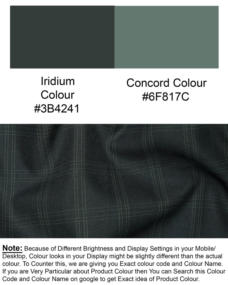 Iridium Green Windowpane Double Breasted Blazer BL1717-DB-36,BL1717-DB-38,BL1717-DB-40,BL1717-DB-42,BL1717-DB-44,BL1717-DB-46,BL1717-DB-48,BL1717-DB-50,BL1717-DB-52,BL1717-DB-54,BL1717-DB-56,BL1717-DB-58,BL1717-DB-60