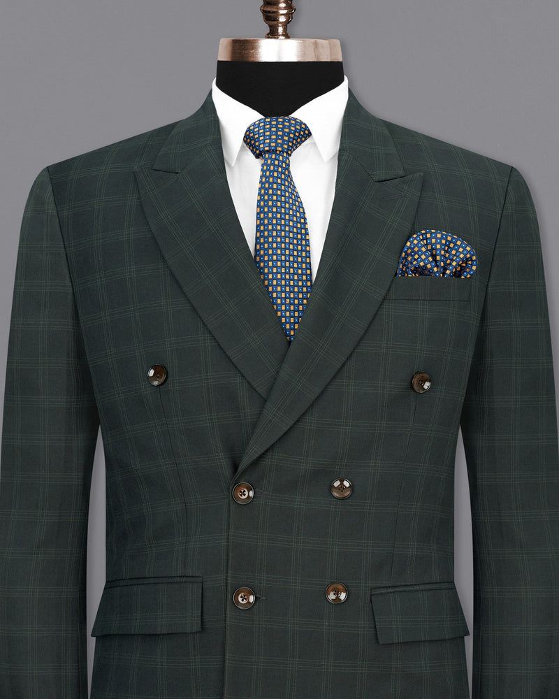 Iridium Green Windowpane Double Breasted Blazer BL1717-DB-36,BL1717-DB-38,BL1717-DB-40,BL1717-DB-42,BL1717-DB-44,BL1717-DB-46,BL1717-DB-48,BL1717-DB-50,BL1717-DB-52,BL1717-DB-54,BL1717-DB-56,BL1717-DB-58,BL1717-DB-60