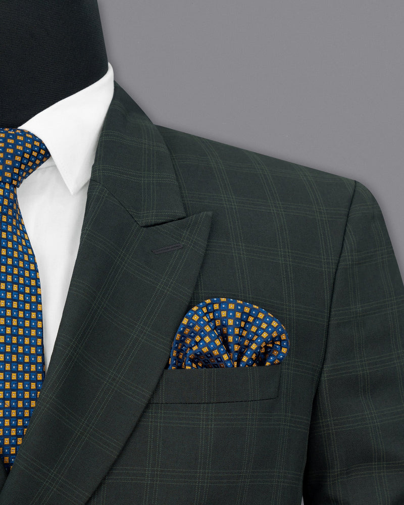 Iridium Green Windowpane Double Breasted Blazer