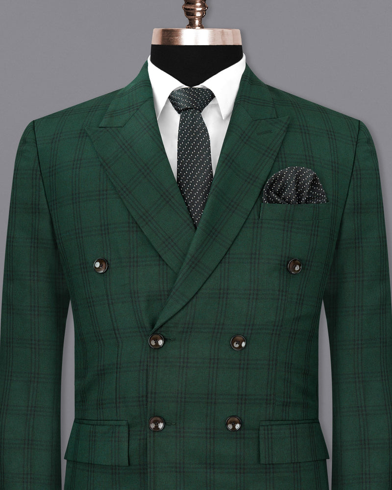 Phthalo Green Windowpane Double Breasted Blazer BL1722-DB-36,BL1722-DB-38,BL1722-DB-40,BL1722-DB-42,BL1722-DB-44,BL1722-DB-46,BL1722-DB-48,BL1722-DB-50,BL1722-DB-52,BL1722-DB-54,BL1722-DB-56,BL1722-DB-58,BL1722-DB-60