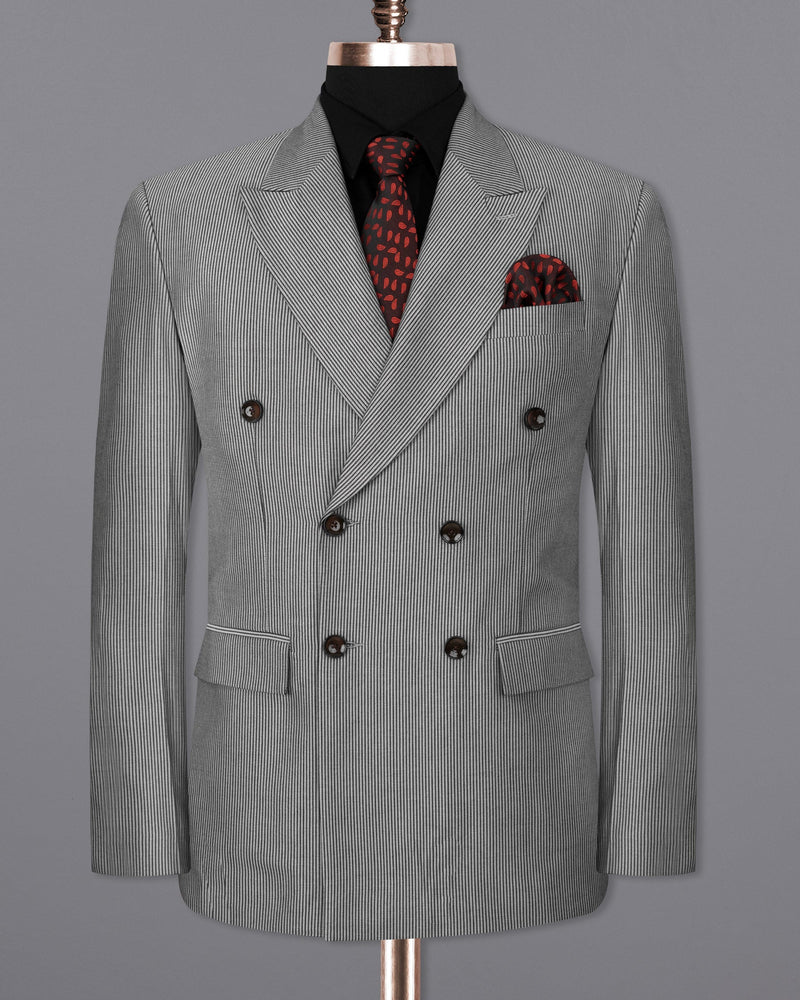 Gainsboro Gray Striped Double Breasted Blazer BL1734-DB-36,BL1734-DB-38,BL1734-DB-40,BL1734-DB-42,BL1734-DB-44,BL1734-DB-46,BL1734-DB-48,BL1734-DB-50,BL1734-DB-52,BL1734-DB-54,BL1734-DB-56,BL1734-DB-58,BL1734-DB-60