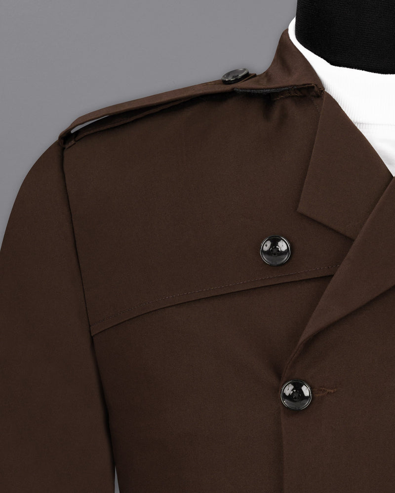 Oil Brown Double-Breasted Belt Closure Blazer