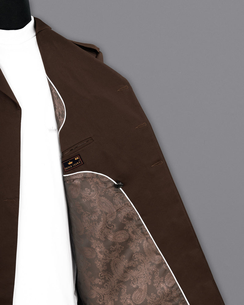 Oil Brown Double-Breasted Belt Closure Blazer