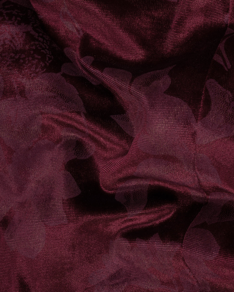 Velvet Dark Sienna Hibiscus flora Textured Designer Tuxedo Blazer