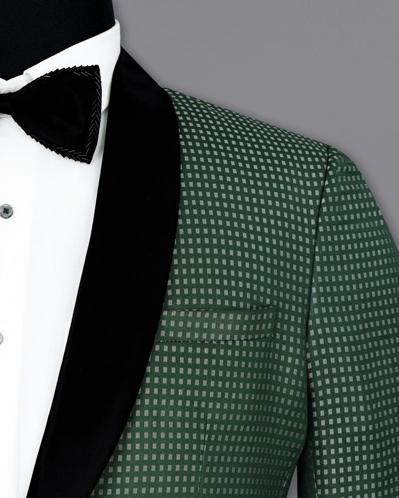 Everglade Green Square Textured Tuxedo Designer Blazer