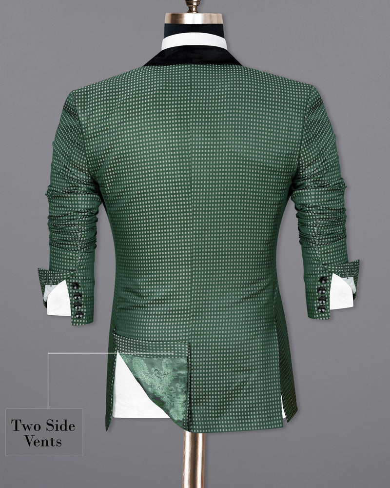 Everglade Green Square Textured Tuxedo Designer Blazer