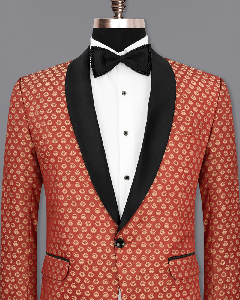 Terracotta with Chardonnay Floral Designer Tuxedo Blazer