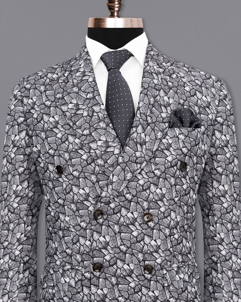 Charade Grey and White Double Breasted Designer Blazer