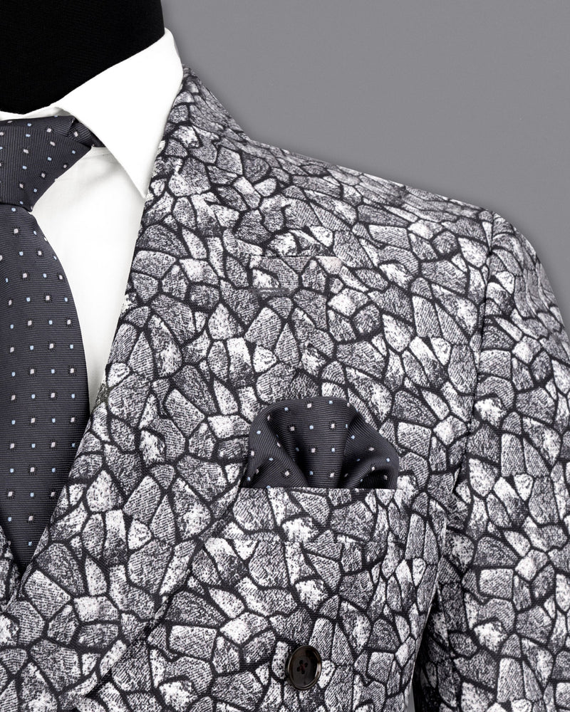 Charade Grey and White Double Breasted Designer Blazer