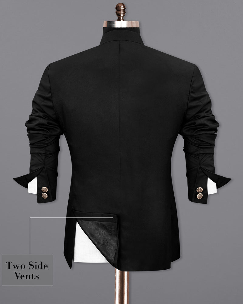 Jade Black With horizontal stitches Bandhgala Designer Blazer