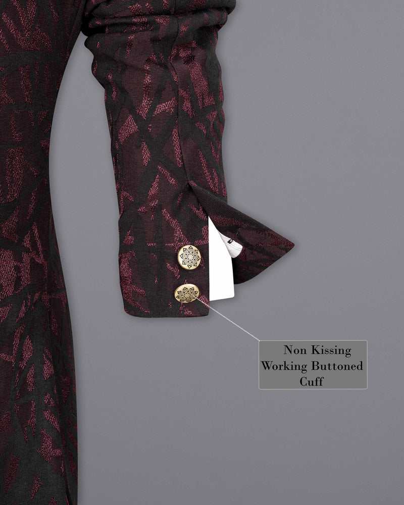 Jade Black and Puce Cross-Button Bandhgala Designer Blazer
