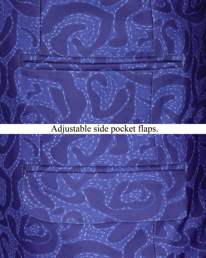 Indigo with Scampi Blue Camouflage Designer Blazer