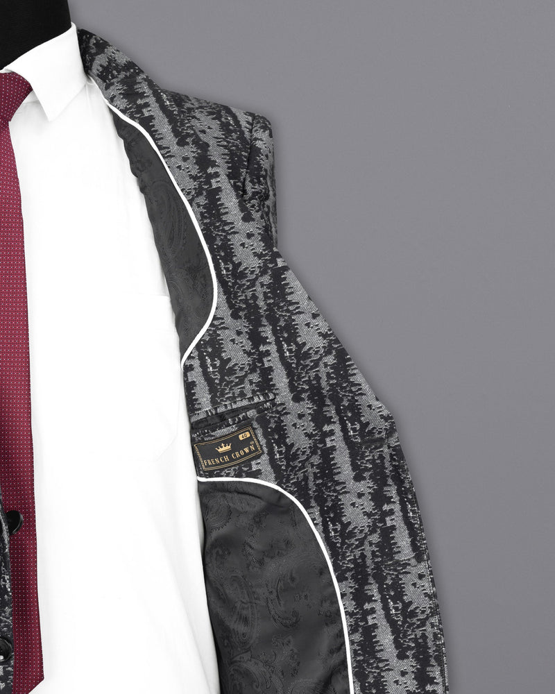 Concord Gray and Baltic Sea Black velvet Designer Blazer