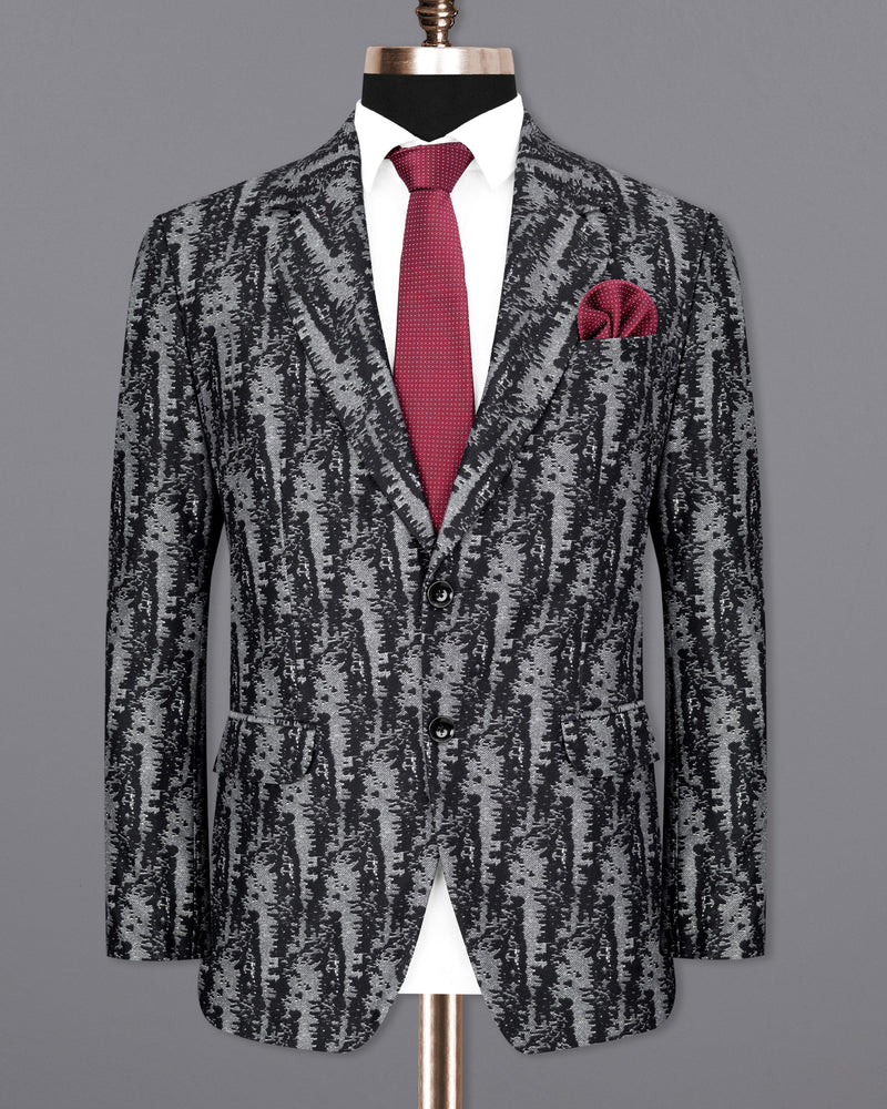 Concord Gray and Baltic Sea Black velvet Designer Blazer