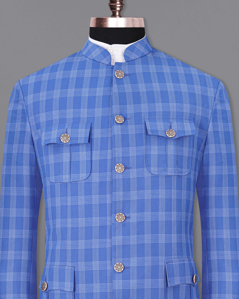 Glaucous Blue Plaid Designer Sports Blazer BL1860-BG-D41-36, BL1860-BG-D41-38, BL1860-BG-D41-40, BL1860-BG-D41-42, BL1860-BG-D41-44, BL1860-BG-D41-46, BL1860-BG-D41-48, BL1860-BG-D41-50, BL1860-BG-D41-52, BL1860-BG-D41-54, BL1860-BG-D41-56, BL1860-BG-D41-58, BL1860-BG-D41-60