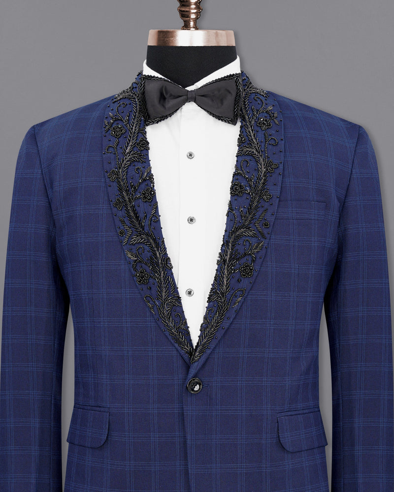 Tuna Blue Plaid Aari work Designer Blazer BL1878-KWL-D12-36,BL1878-KWL-D12-38,BL1878-KWL-D12-40,BL1878-KWL-D12-42,BL1878-KWL-D12-44,BL1878-KWL-D12-46,BL1878-KWL-D12-48,BL1878-KWL-D12-50,BL1878-KWL-D12-52,BL1878-KWL-D12-54,BL1878-KWL-D12-56,BL1878-KWL-D12-58,BL1878-KWL-D12-60