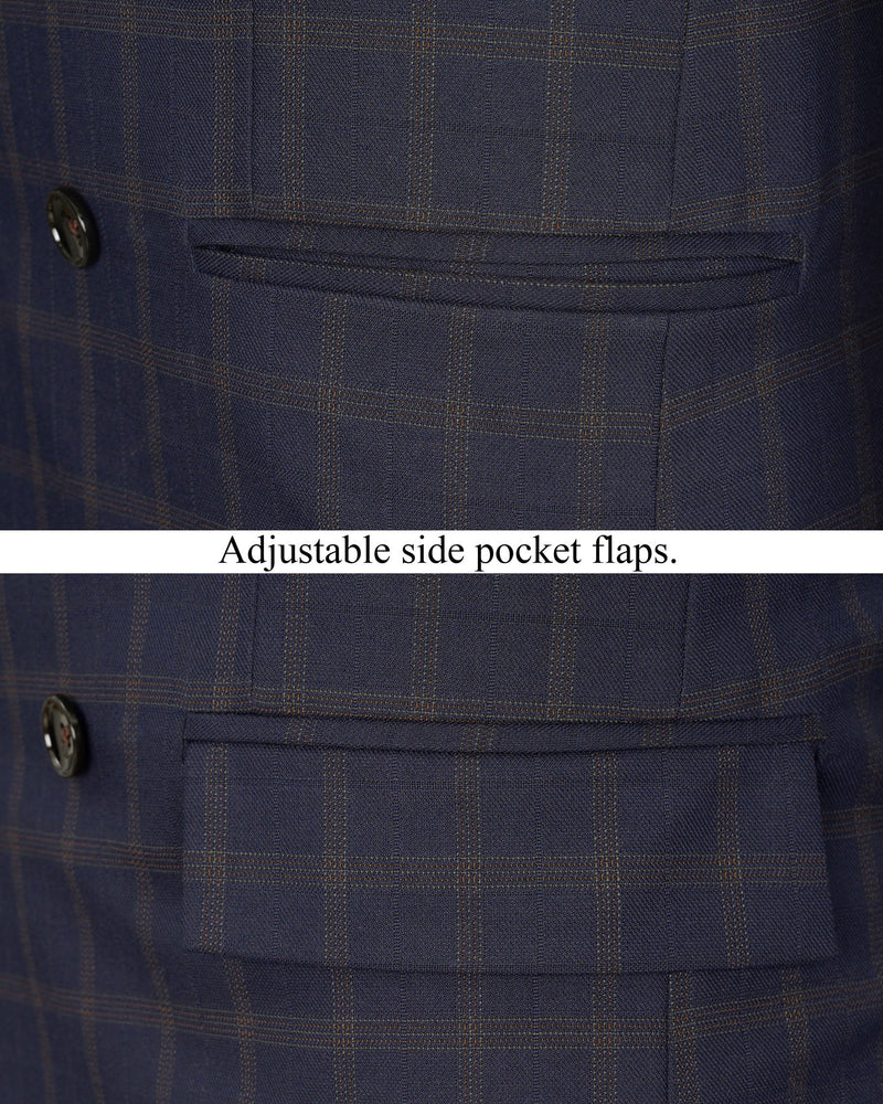 Gunmetal Blue windowpane Double Breasted Blazer BL1892-DB-36,BL1892-DB-38,BL1892-DB-40,BL1892-DB-42,BL1892-DB-44,BL1892-DB-46,BL1892-DB-48,BL1892-DB-50,BL1892-DB-52,BL1892-DB-54,BL1892-DB-56,BL1892-DB-58,BL1892-DB-60