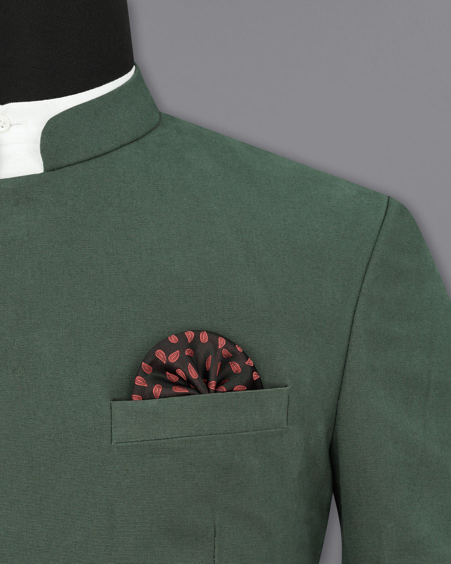 Asparagus Green Cross Buttoned Premium Cotton Bandhgala Blazer