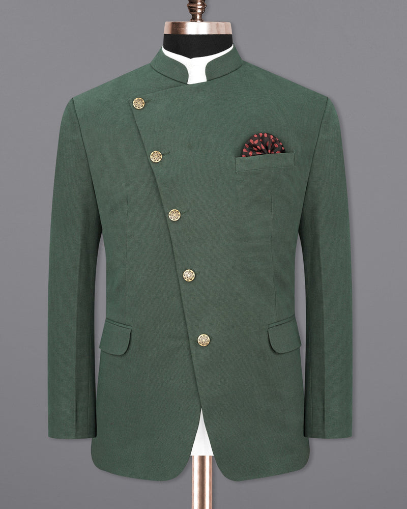 Asparagus Green Cross Buttoned Premium Cotton Bandhgala Blazer BL1901-CBG-36,BL1901-CBG-38,BL1901-CBG-40,BL1901-CBG-42,BL1901-CBG-44,BL1901-CBG-46,BL1901-CBG-48,BL1901-CBG-50,BL1901-CBG-52,BL1901-CBG-54,BL1901-CBG-56,BL1901-CBG-58,BL1901-CBG-60