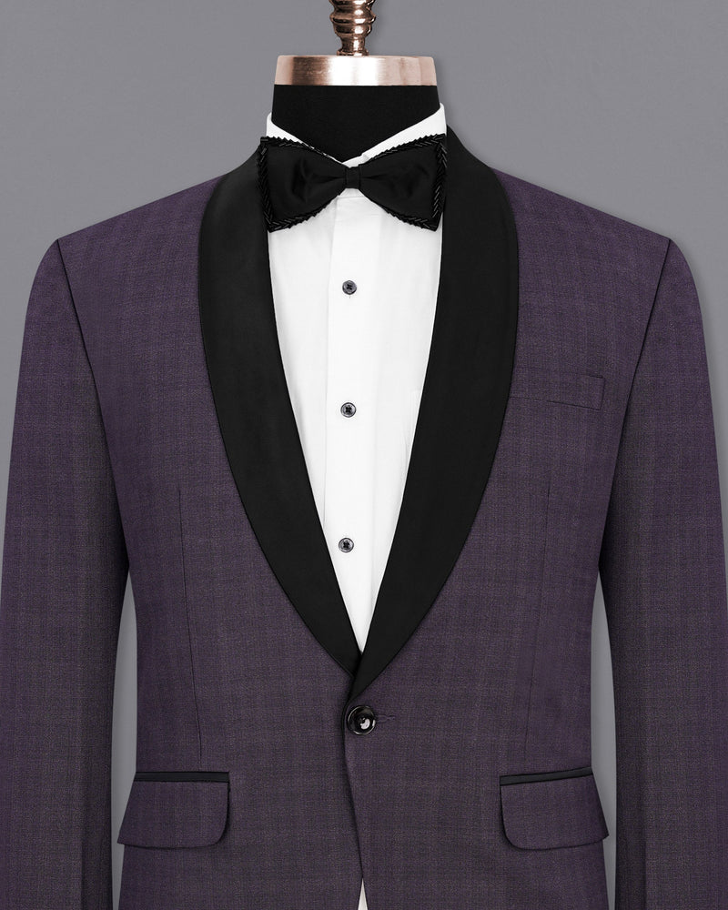 Gunmetal Purple Subtle Plaid Tuxedo Blazer