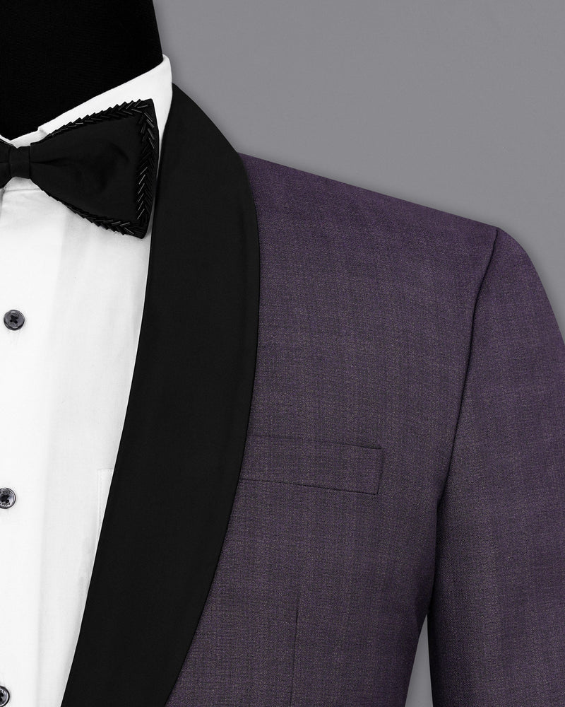 Gunmetal Purple Subtle Plaid Tuxedo Blazer