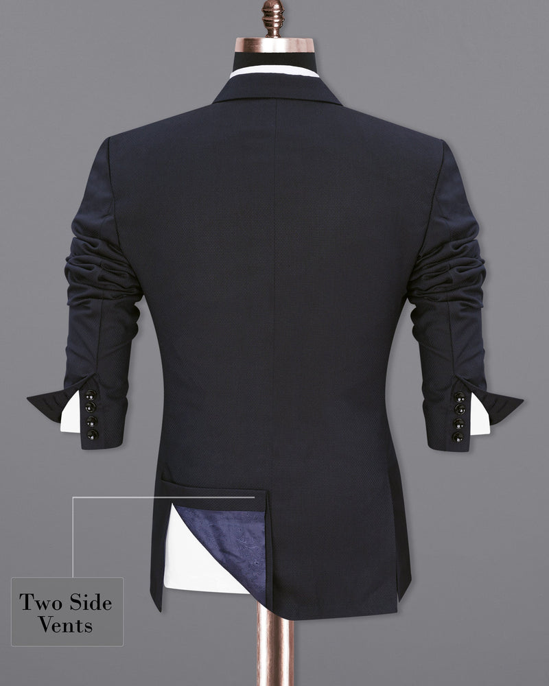 Mirage Blue Diamond Textured Single Breasted Blazer