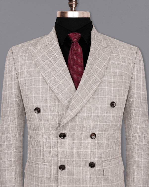 Timberwolf light Brown Plaid Double Breasted Blazer